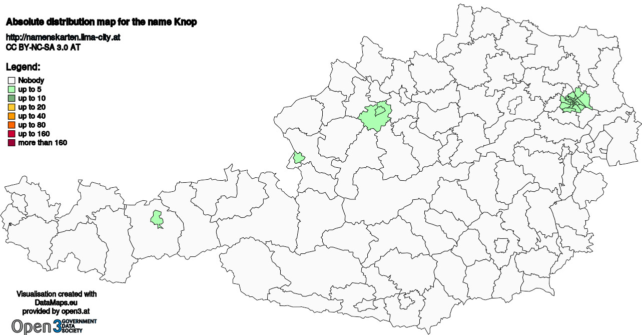 Absolute Distribution maps for surname Knop