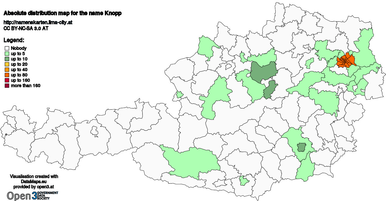 Absolute Distribution maps for surname Knopp