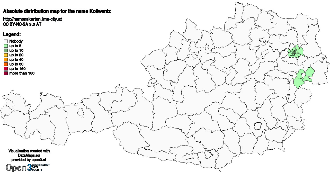 Absolute Distribution maps for surname Kollwentz