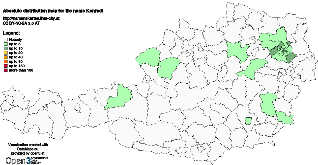 Absolute Distribution maps for surname Konradt