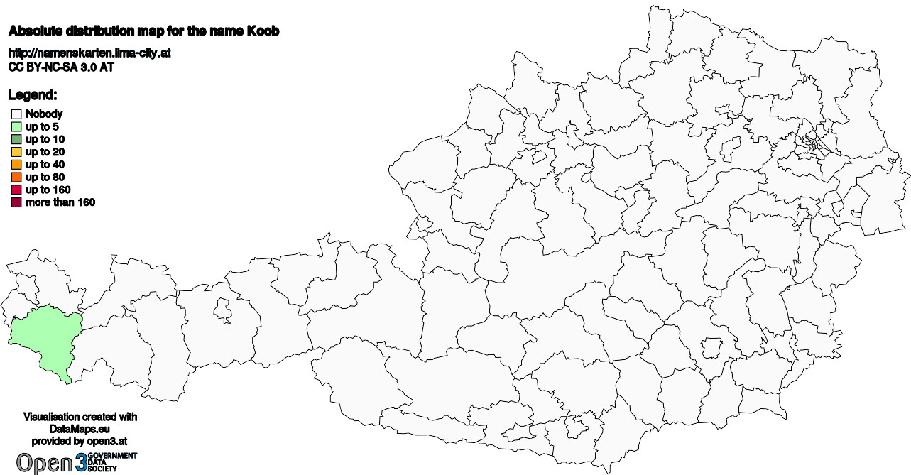 Absolute Distribution maps for surname Koob