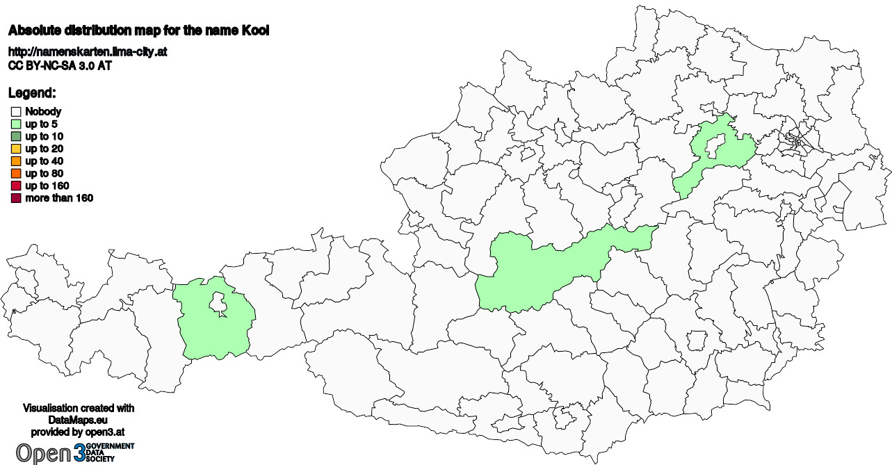 Absolute Distribution maps for surname Kool