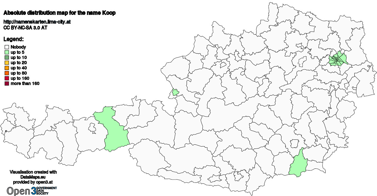 Absolute Distribution maps for surname Koop