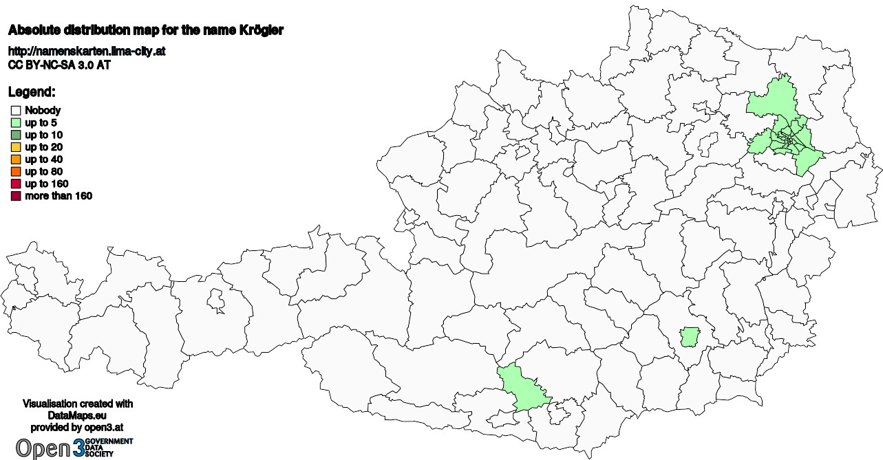 Absolute Distribution maps for surname Krögler