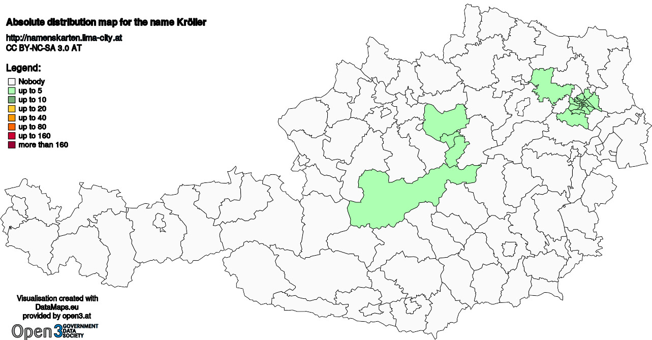 Absolute Distribution maps for surname Kröller