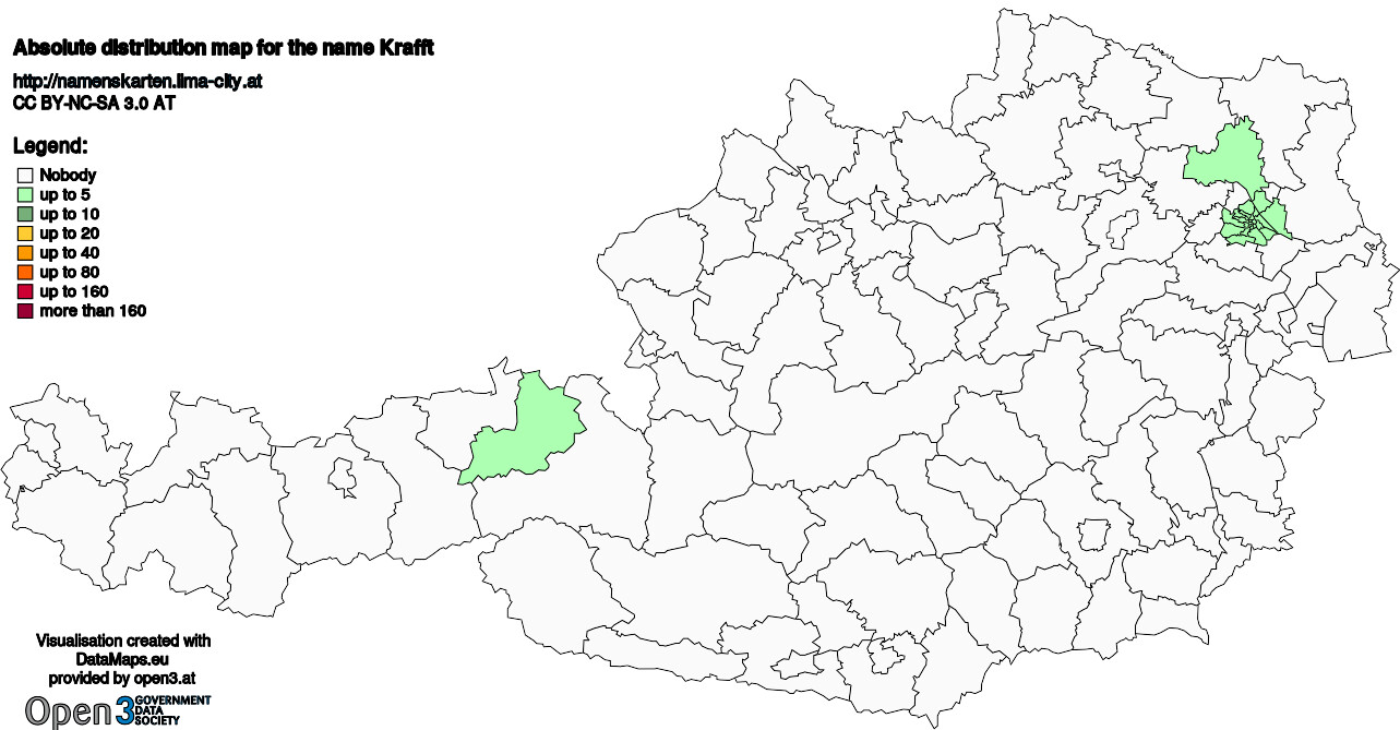 Absolute Distribution maps for surname Krafft