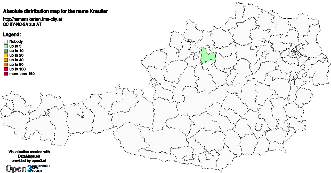 Absolute Distribution maps for surname Kraußer