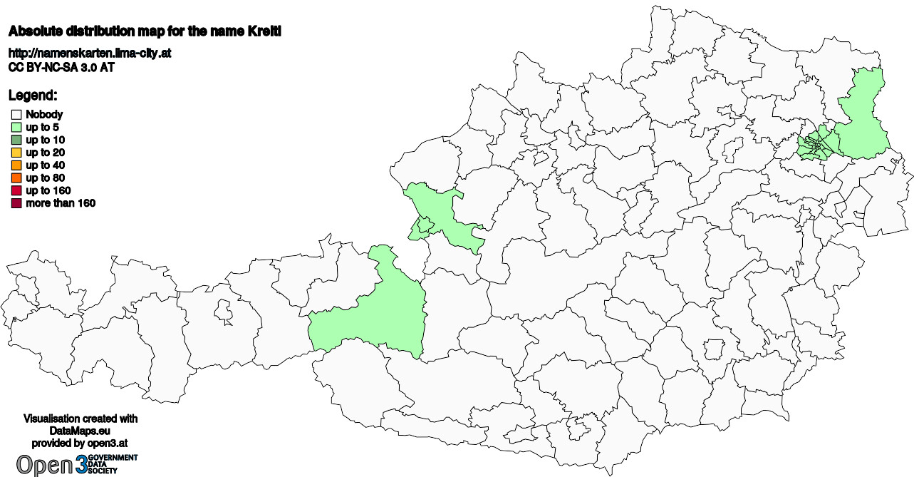 Absolute Distribution maps for surname Kreitl