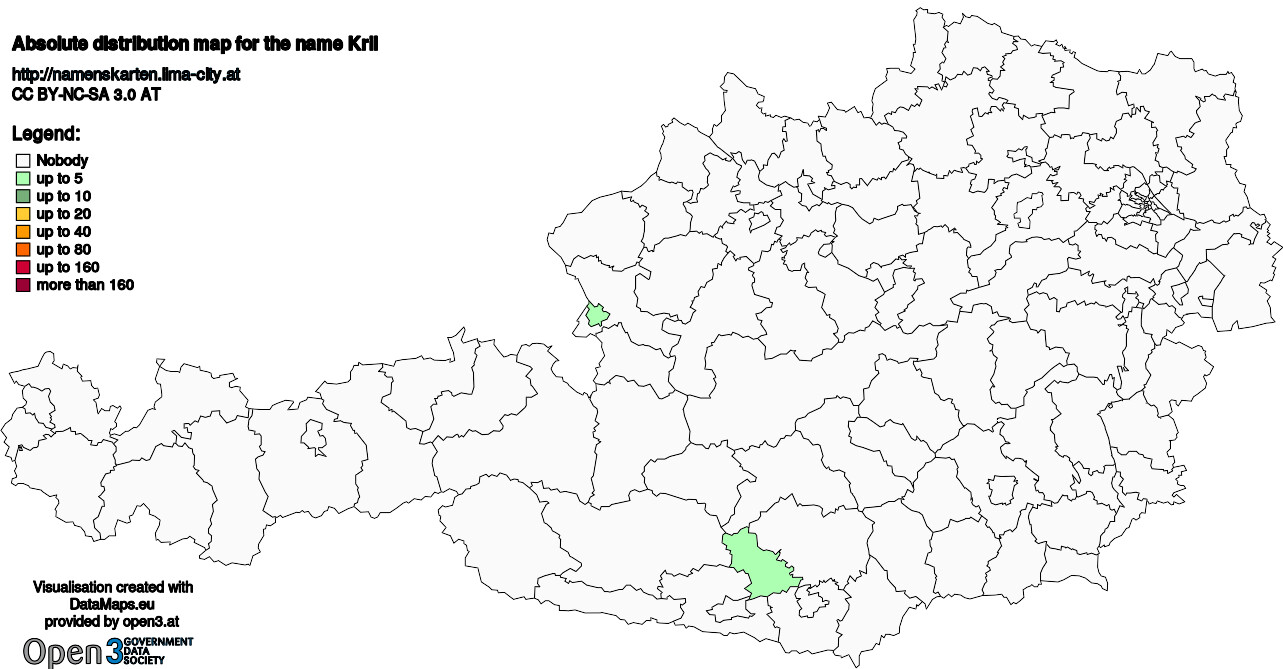 Absolute Distribution maps for surname Kril