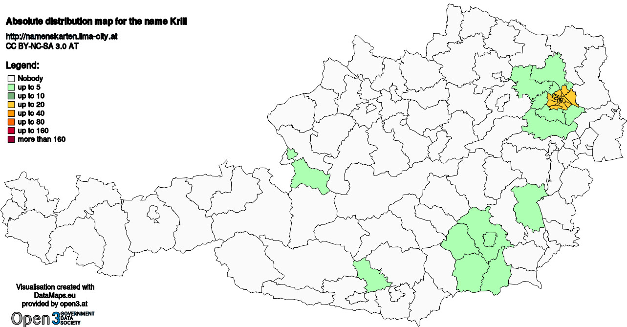 Absolute Distribution maps for surname Krill