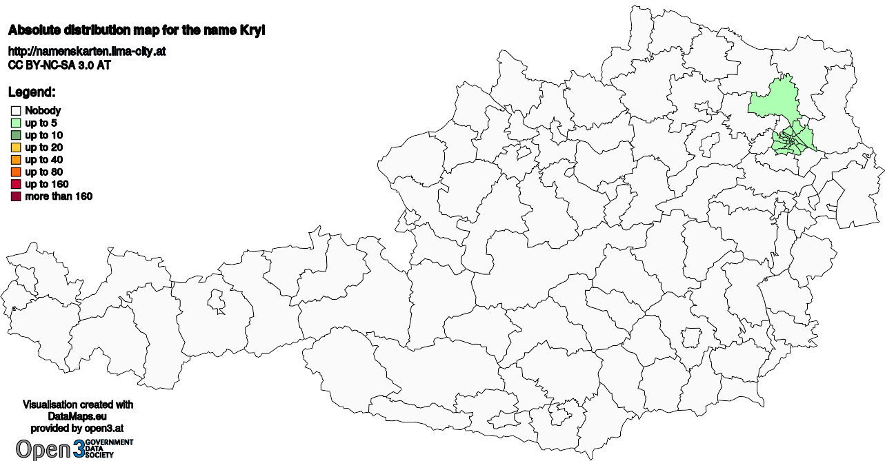 Absolute Distribution maps for surname Kryl