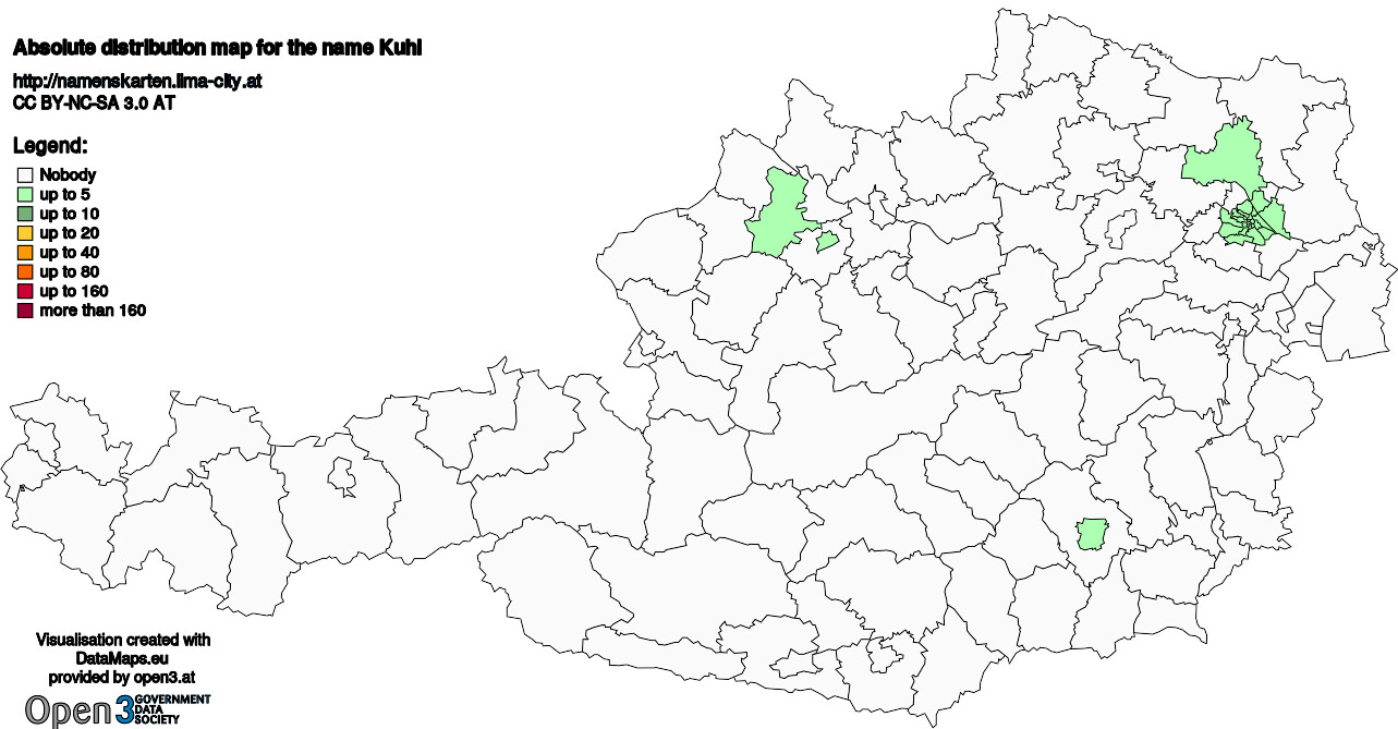 Absolute Distribution maps for surname Kuhl