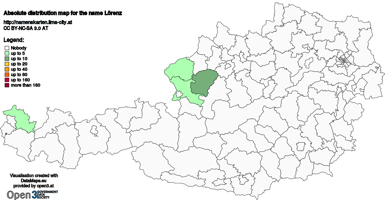 Absolute Distribution maps for surname Lörenz