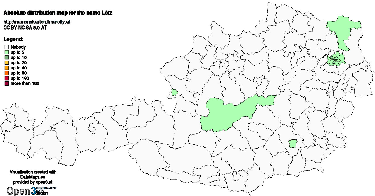 Absolute Distribution maps for surname Lötz