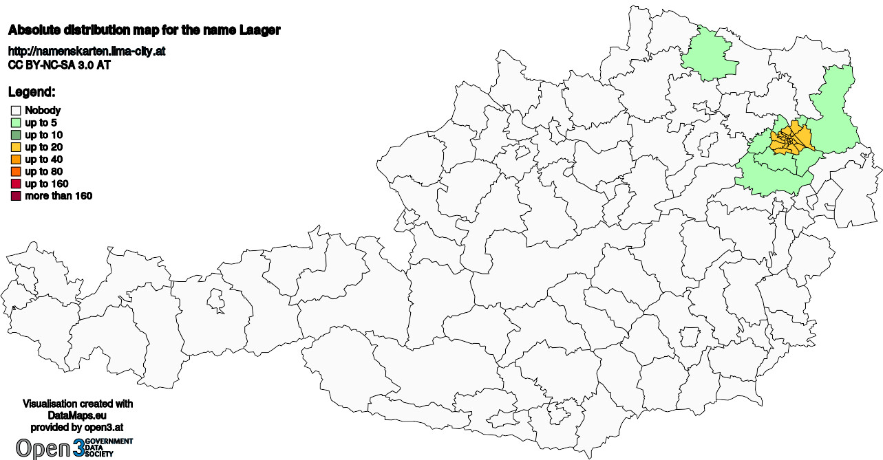 Absolute Distribution maps for surname Laager