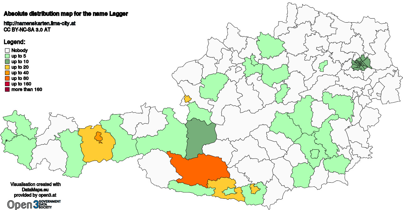 Absolute Distribution maps for surname Lagger