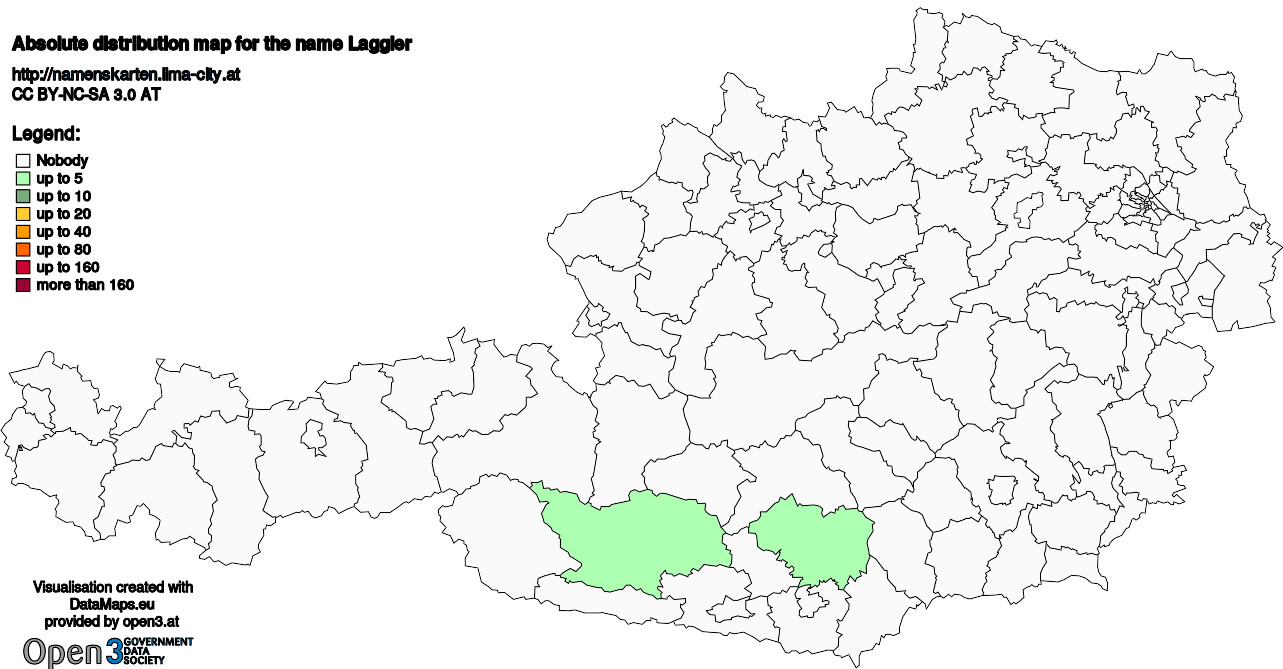 Absolute Distribution maps for surname Laggler