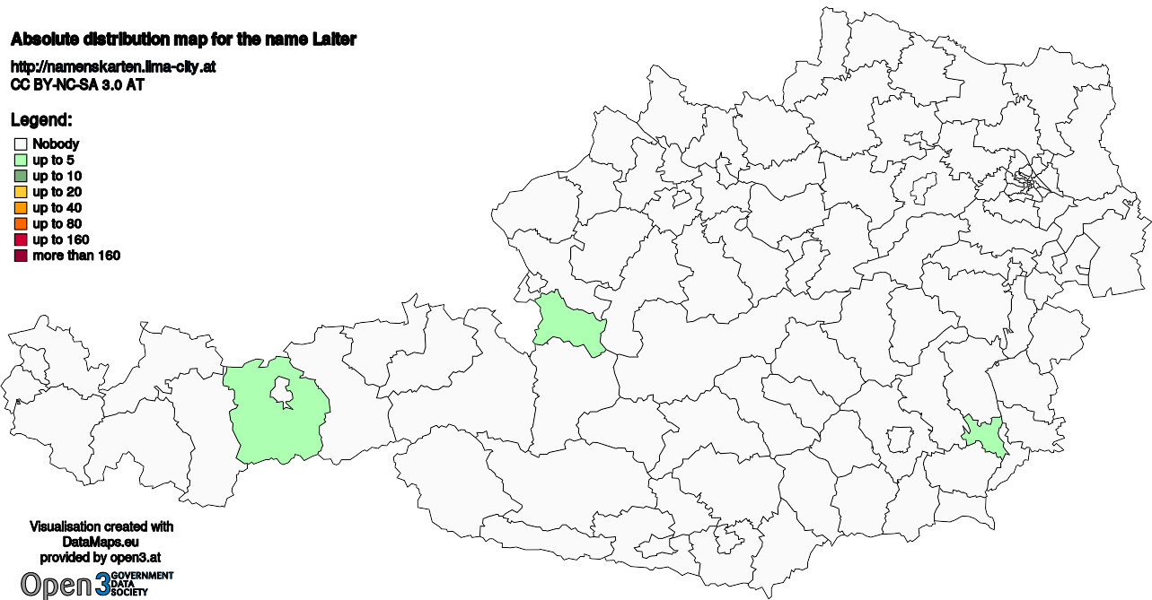 Absolute Distribution maps for surname Laiter