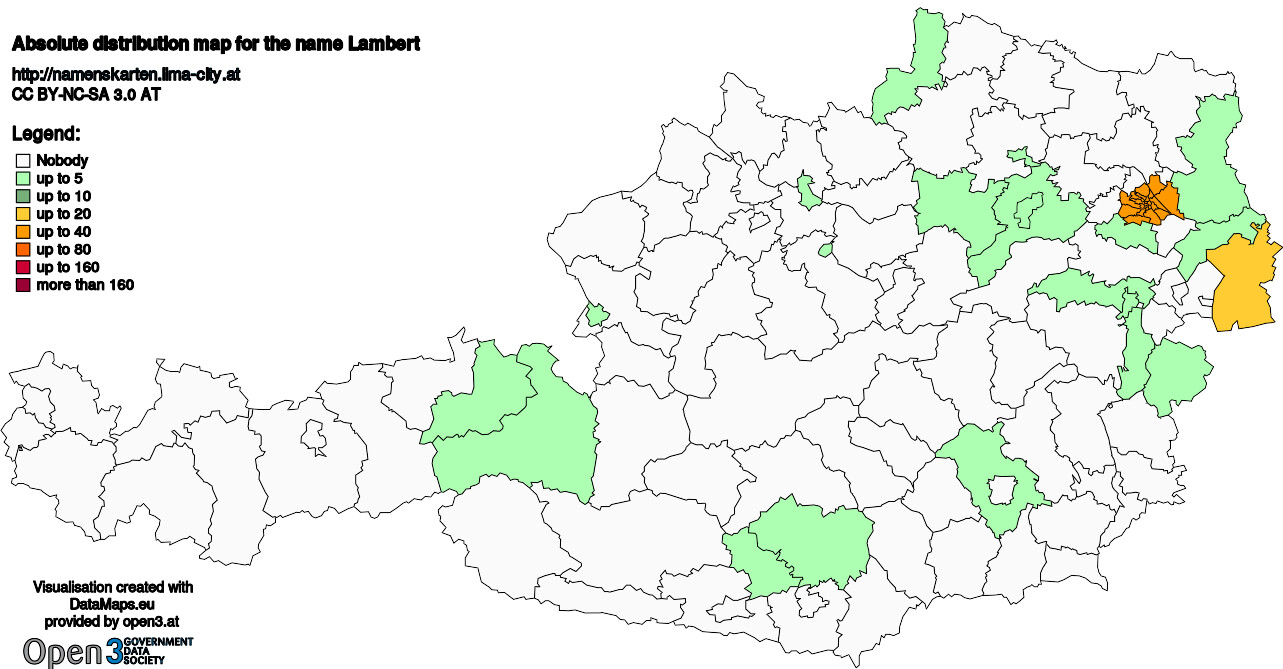 Absolute Distribution maps for surname Lambert