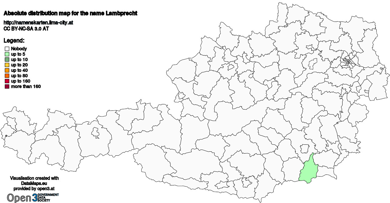 Absolute Distribution maps for surname Lambprecht