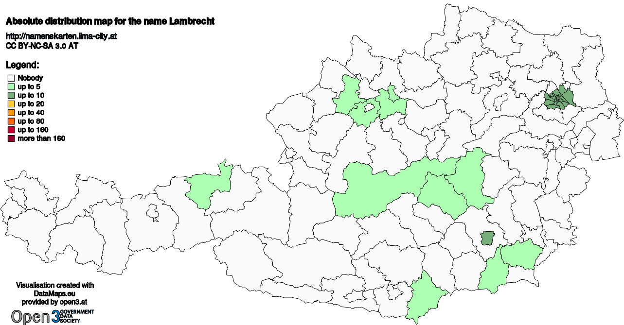 Absolute Distribution maps for surname Lambrecht