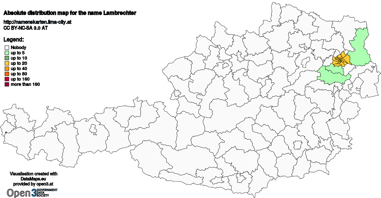 Absolute Distribution maps for surname Lambrechter