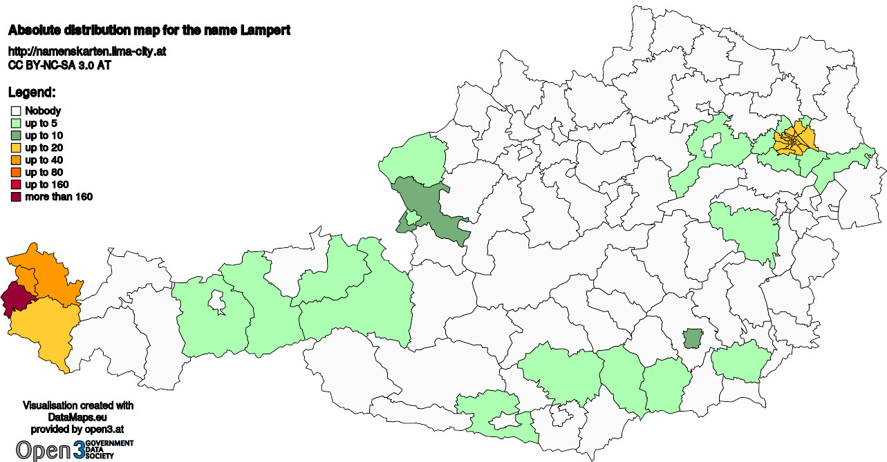 Absolute Distribution maps for surname Lampert