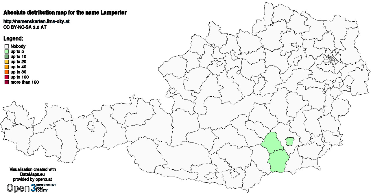 Absolute Distribution maps for surname Lamperter