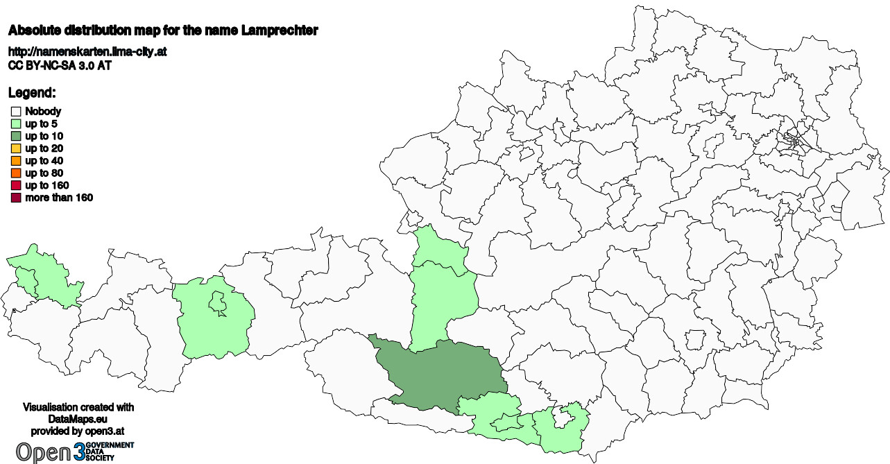 Absolute Distribution maps for surname Lamprechter