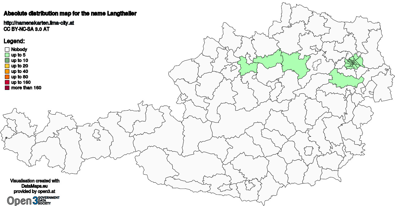 Absolute Distribution maps for surname Langthaller