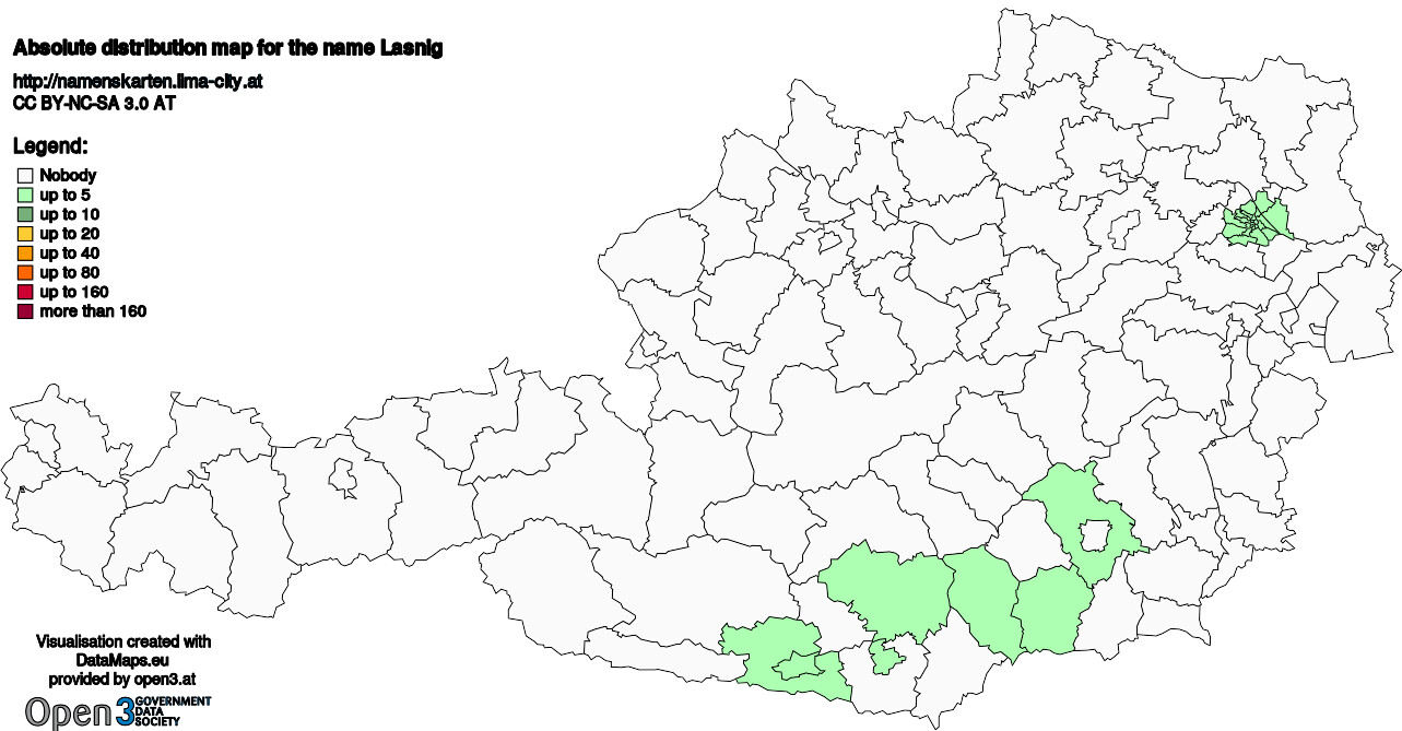 Absolute Distribution maps for surname Lasnig