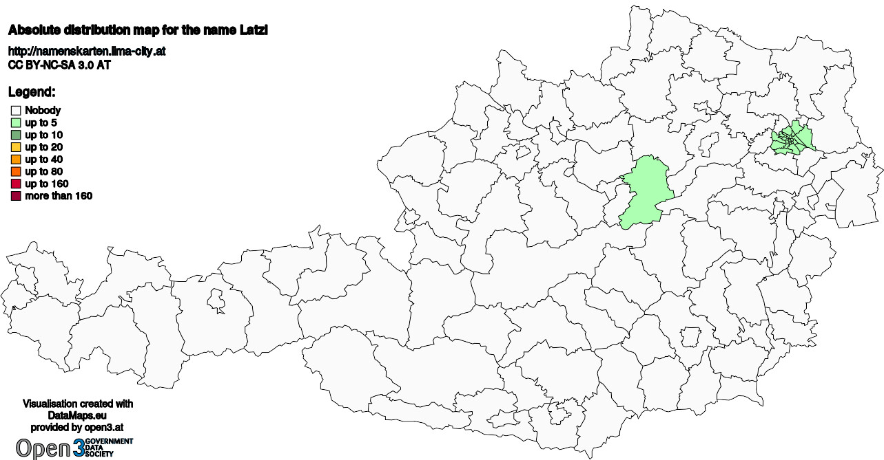 Absolute Distribution maps for surname Latzl