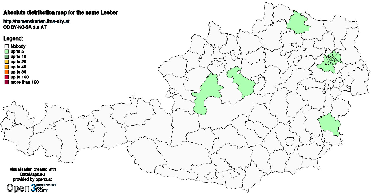 Absolute Distribution maps for surname Leeber