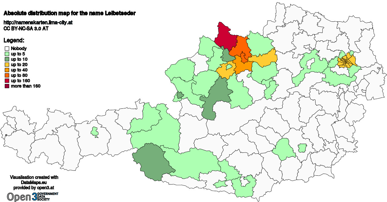 Absolute Distribution maps for surname Leibetseder