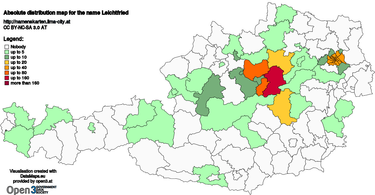 Absolute Distribution maps for surname Leichtfried