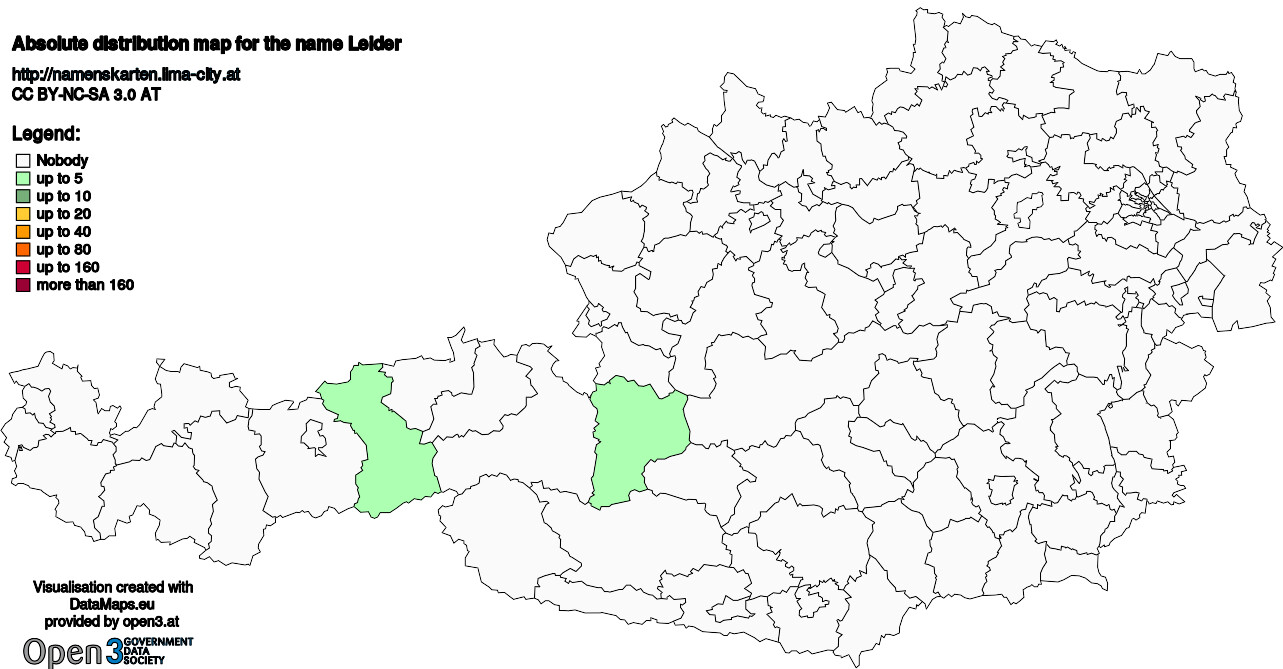 Absolute Distribution maps for surname Leider