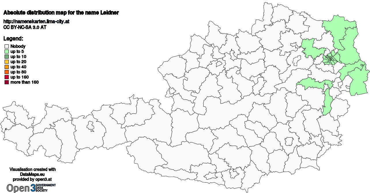 Absolute Distribution maps for surname Leidner
