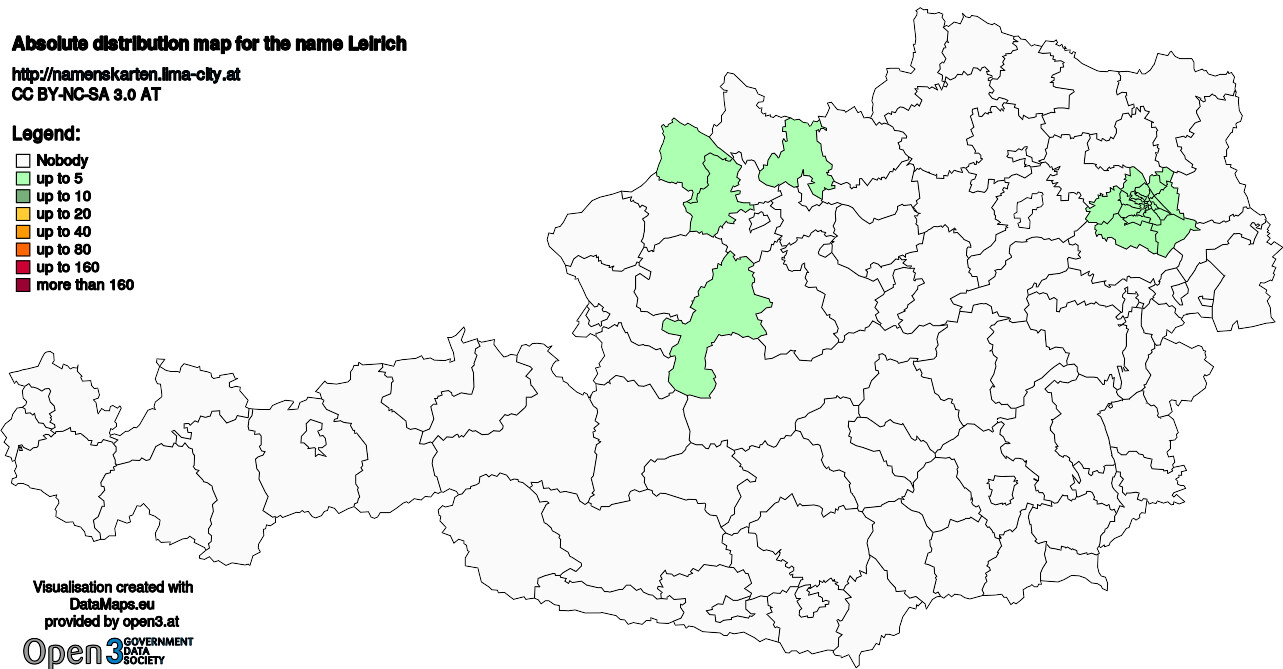 Absolute Distribution maps for surname Leirich