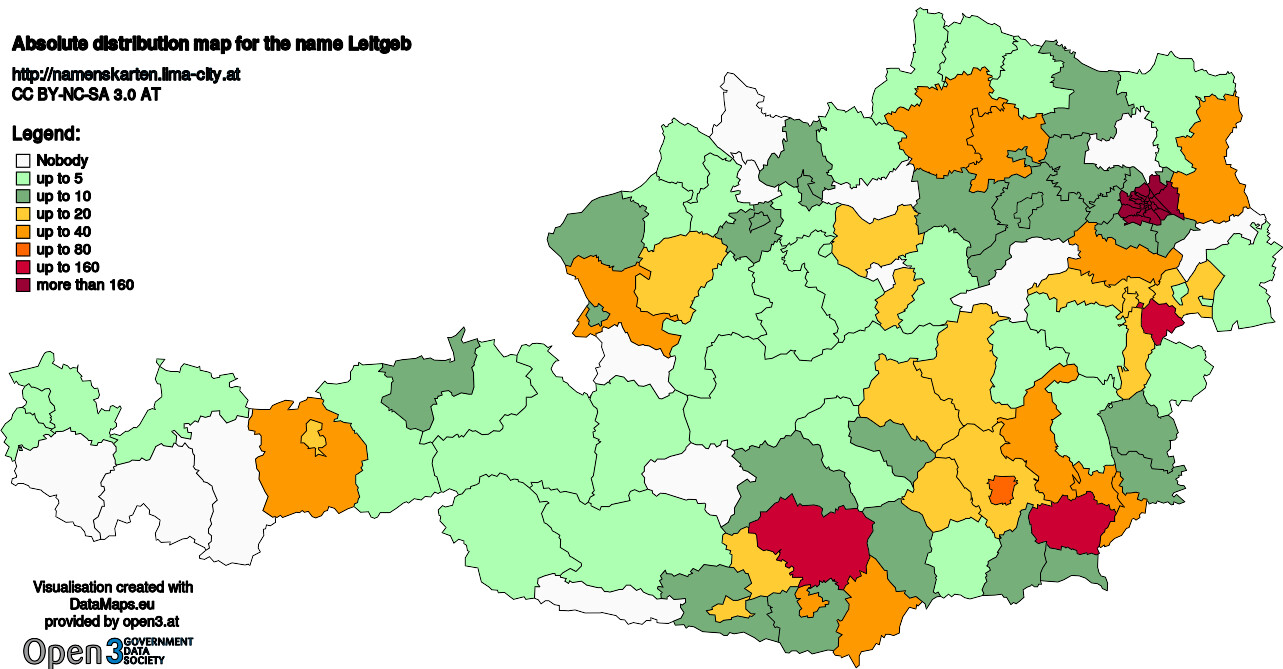 Absolute Distribution maps for surname Leitgeb