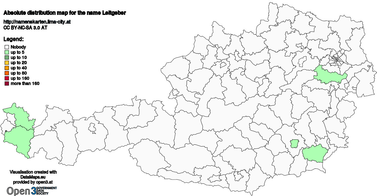 Absolute Distribution maps for surname Leitgeber