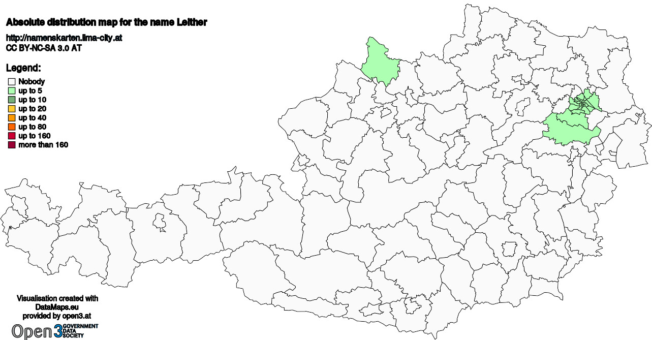 Absolute Distribution maps for surname Leither