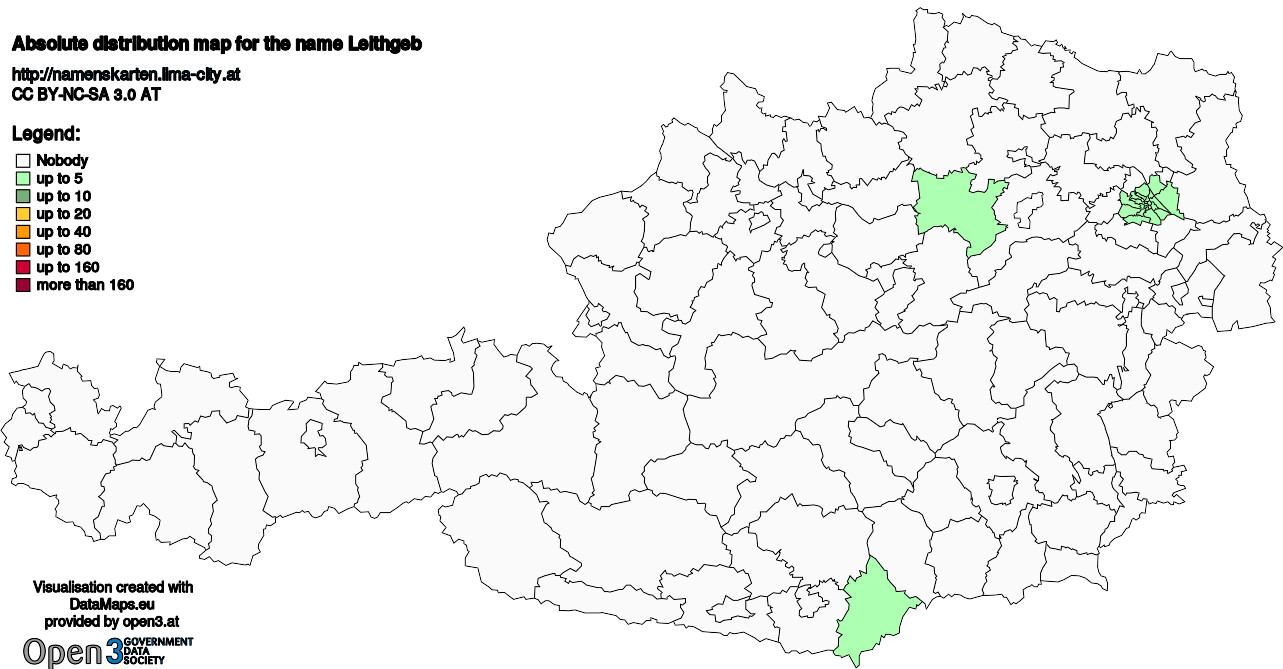 Absolute Distribution maps for surname Leithgeb
