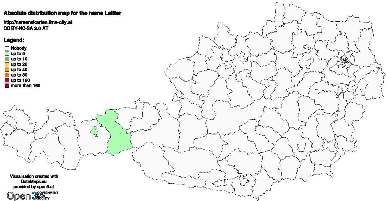 Absolute Distribution maps for surname Leitter