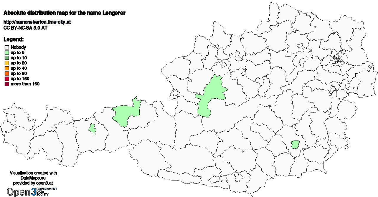 Absolute Distribution maps for surname Lengerer