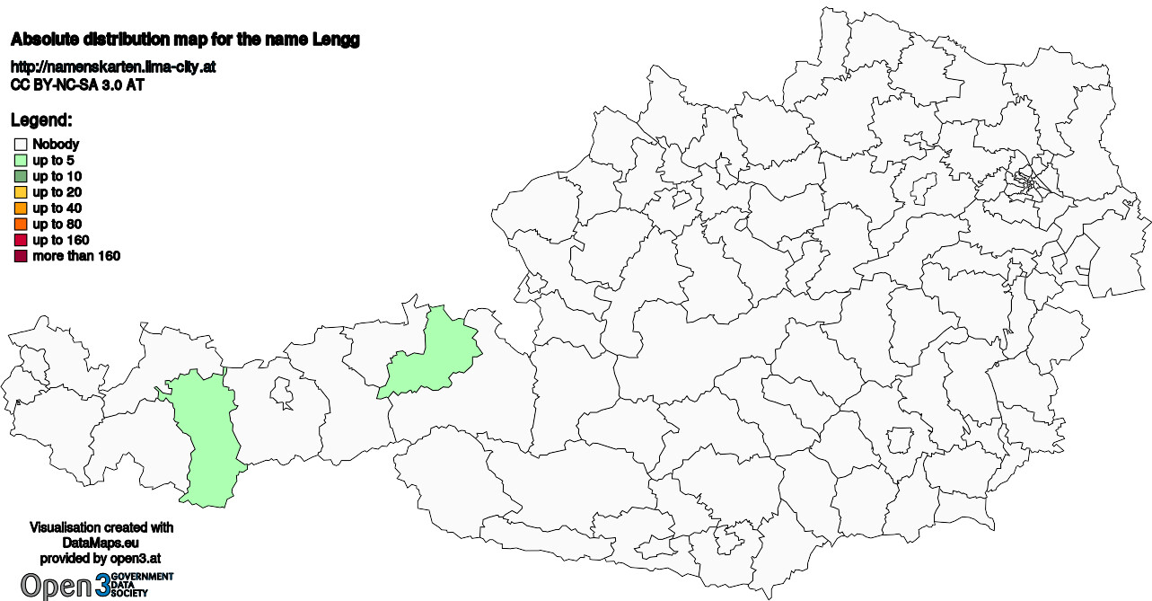 Absolute Distribution maps for surname Lengg