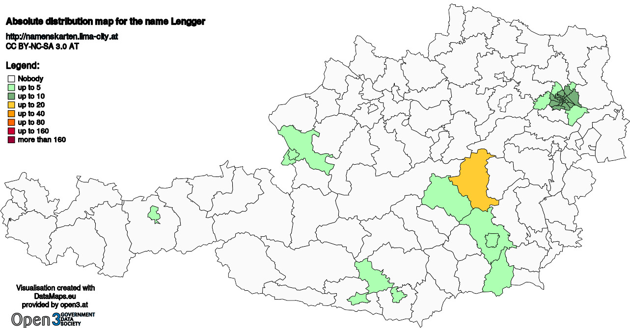 Absolute Distribution maps for surname Lengger