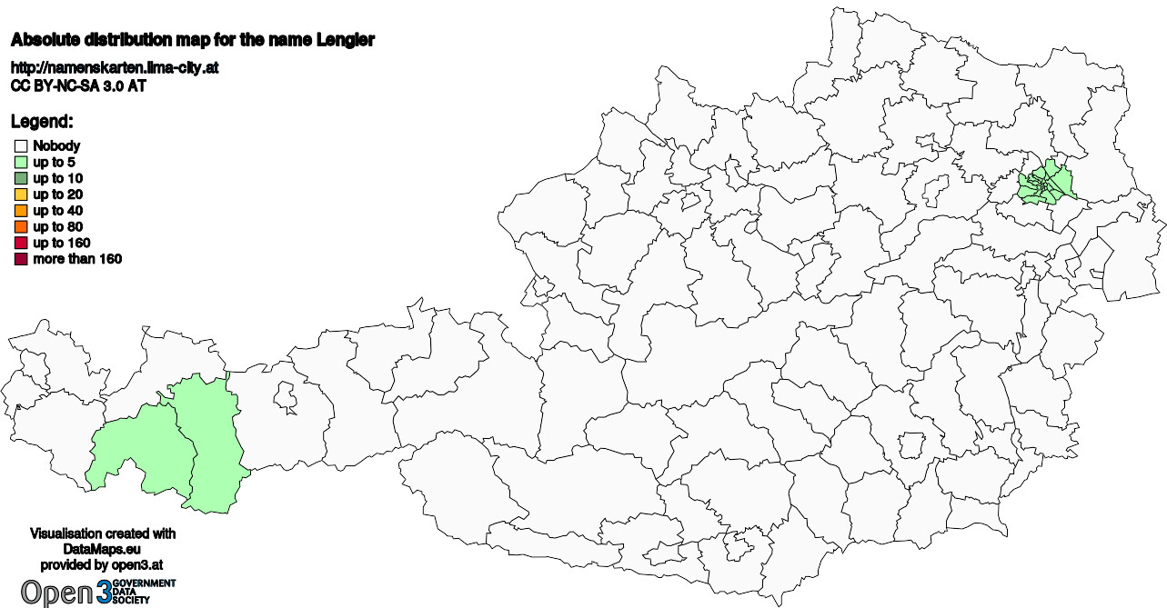 Absolute Distribution maps for surname Lengler