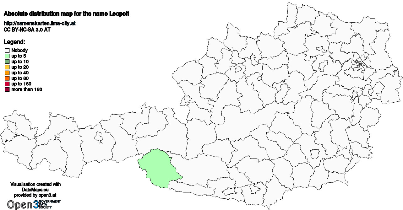 Absolute Distribution maps for surname Leopolt