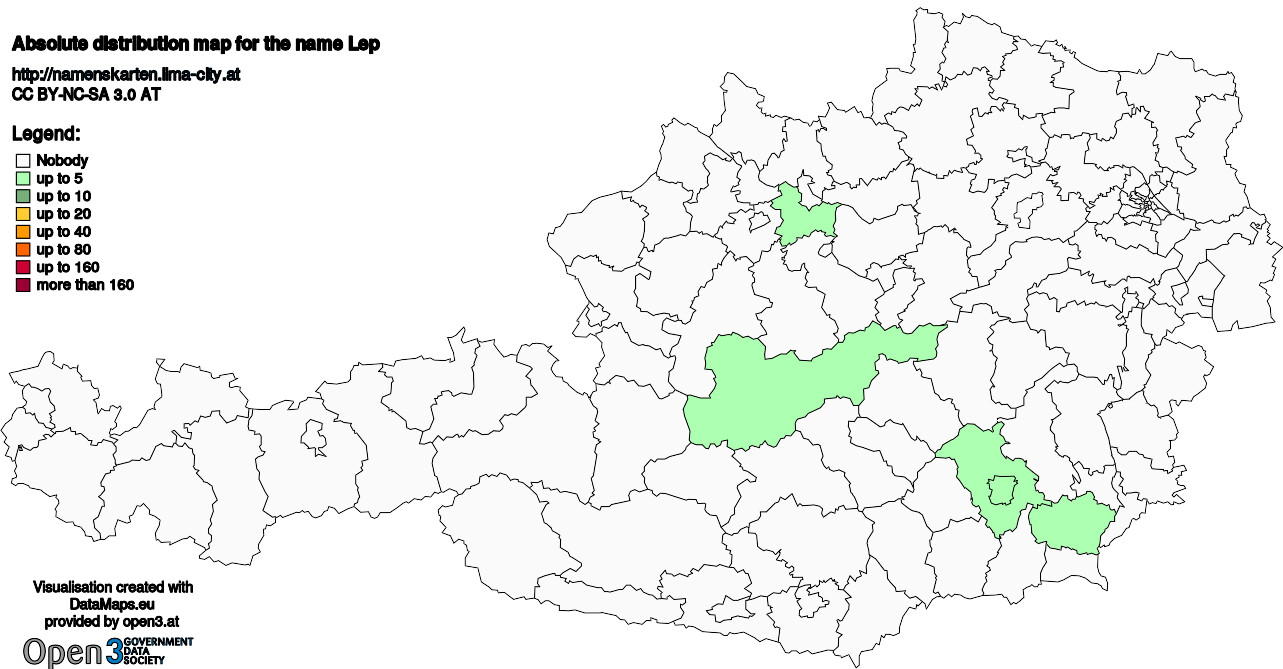 Absolute Distribution maps for surname Lep