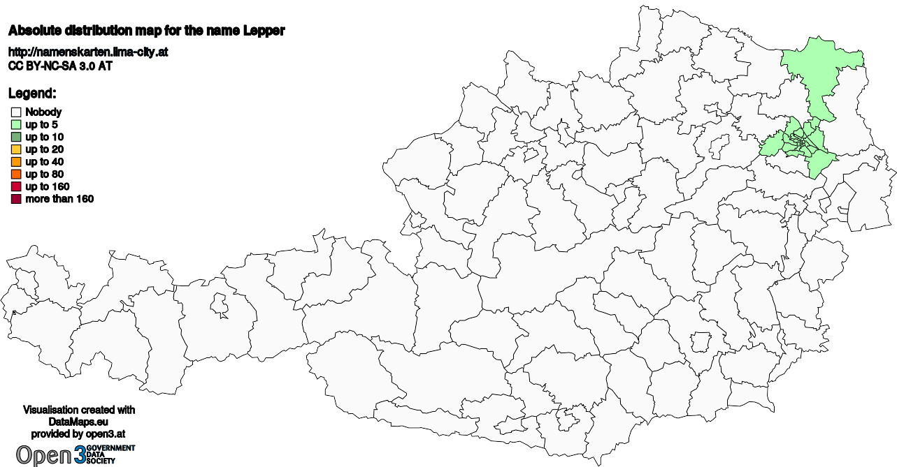 Absolute Distribution maps for surname Lepper